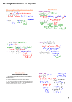 9.6 Solving Rational Equations and Inequalities - Washington