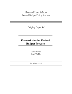 Earmarks in the Federal Appropriations Process