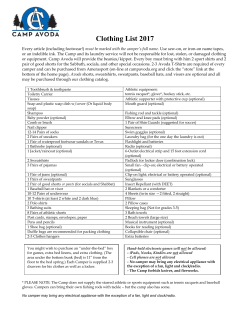 Avoda Clothing List