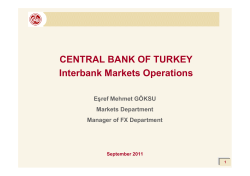 CENTRAL BANK OF TURKEY Interbank Markets Operations