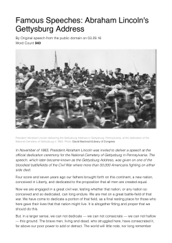 Famous Speeches: Abraham Lincoln`s Gettysburg Address