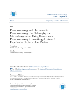 Phenomenology and Hermeneutic Phenomenology
