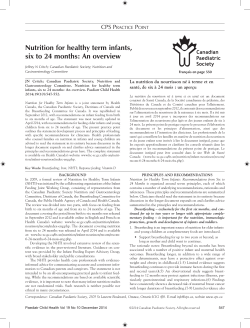 Nutrition for healthy term infants, six to 24 months: An overview