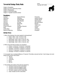 Terrestrial Ecology Study Guide