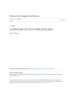 a defense of old originalism - Digital Commons @ Western New