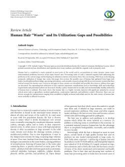 Human Hair &ldquo;Waste&rdquo; and Its Utilization: Gaps and Possibilities