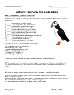 Activity: Taxonomy and Cladograms
