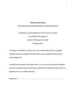 1 Wollstonecraft`s Ghost: The Fate of the Female Philosopher in the
