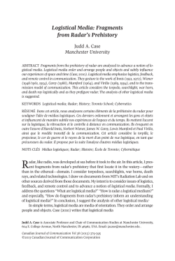 Logistical Media - Canadian Journal of Communication