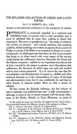 the rylands collection of greek and latin papyri