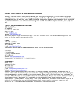 Blind and Visually Impaired Services Catalog Resource Guide This