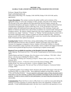 1 HISTORY 136a: GLOBAL WARS AND REVOLUTIONS IN THE