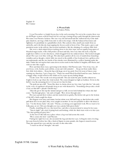 English 10 Mr. Gunnar A Worn Path by Eudora Welty