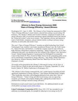 Alliance to Save Energy Announces 2008 `Stars of Energy Efficiency