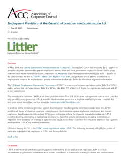 Employment Provisions of the Genetic Information