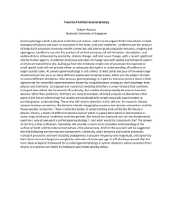Towards A Unified Geomorphology Robert Wasson National