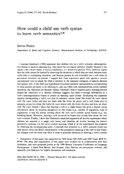 How could a child use verb syntax to learn verb semantics? *