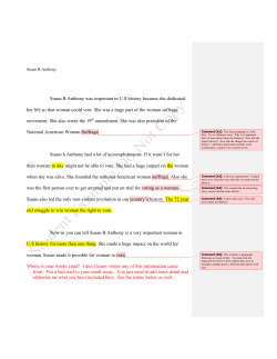 Susan B Anthony was important in U.S history because she