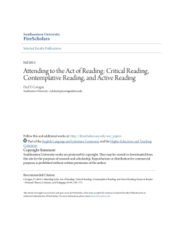 Attending to the Act of Reading: Critical Reading