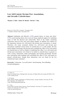 Low Self-Control, Deviant Peer Associations, and Juvenile