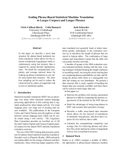 Scaling Phrase-Based Statistical Machine Translation to Larger
