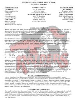 MEDFORD AREA SENIOR HIGH SCHOOL PROFILE 2016-2017