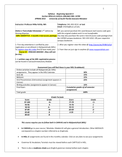 Syllabus Beginning Spanish II: Section SPN1121.522S15 (ONLINE