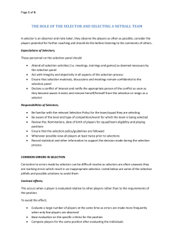 the role of the selector and selecting a netball team