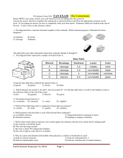 Earth Science Exams and Keys Corrected 2016 Season