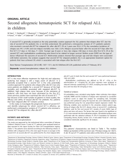Second allogeneic hematopoietic SCT for relapsed ALL in
