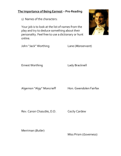 Pre-Reading &ndash; The Importance of Being Earnest