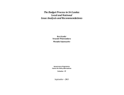The Budget Process in Sri Lanka: Local and National Issue Analysis