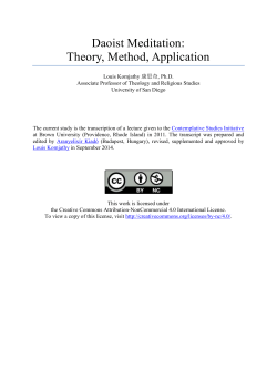 Daoist Meditation: Theory, Method, Application
