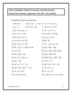 Algebra: Simplifying Algebraic Expressions, Expanding Brackets