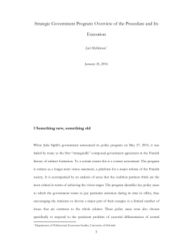 Strategic Government Program: Overview of the Procedure and Its