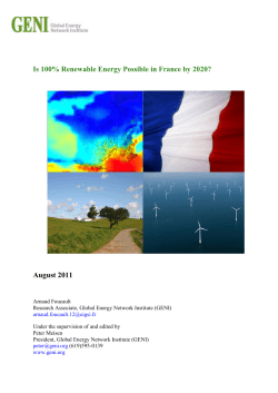 Is 100% Renewable Energy Possible in France by 2020? August 2011