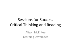 Critical Thinking and Reading