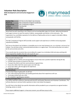 Kids` Companions One-on-One Match Ups Volunteer