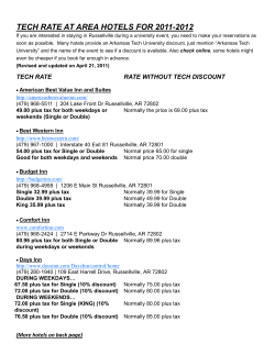 TECH RATE AT AREA HOTELS FOR 2011-2012