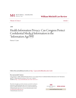 Health Information Privacy: Can Congress Protect Confidential