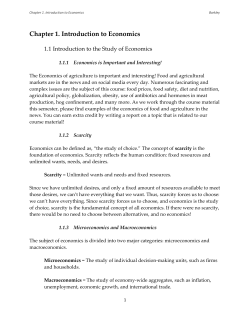 1.1 Introduction to the Study of Economics