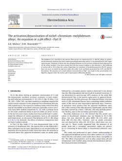 The activation/depassivation of nickel&ndash;chromium&ndash;molybdenum alloys