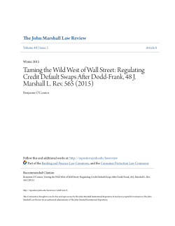 Taming the Wild West of Wall Street: Regulating Credit Default