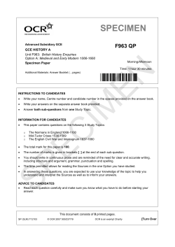 Medieval and early modern 1066 to 1660 - Specimen
