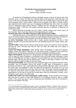 The Interplay between internal and external conflict Morton Deutsch
