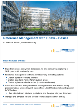 Reference Management with Citavi - RWTH Library - RWTH