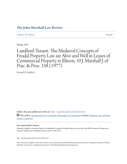 Landlord-Tenant: The Medieval Concepts of Feudal Property Law