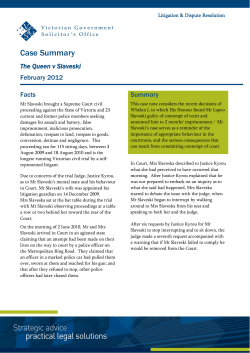 Case Summary - Victorian Government Solicitor`s Office