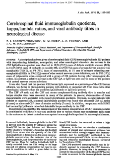 kappa/lambda ratios, and viral antibody titres in