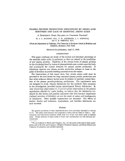 PLASMA PROTEIN PRODUCTION INFLUENCED BY AMINO ACID